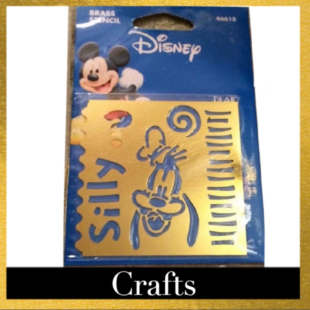 Disney Pluto "Silly" Brass 3"x3" Brass Stencil - New & sealed - by Plaid -#46618